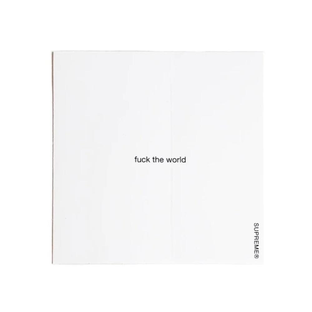 Supreme F the world box sticker and an additional sticker (as seen)